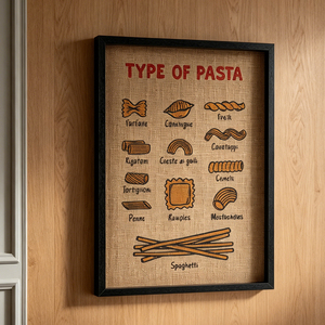 Tableau mural rétro sur toile à thème alimentaire, texture toile de jute vintage, impression type pâtes, encadré pour cuisine, salle à manger, décoration intérieure - Product Image 5