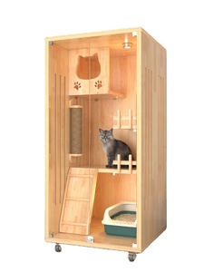宠物工厂定制设计多层豪华实木宠物屋猫别墅屋 - Product Image 4