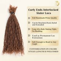 Extensions Sisterlocks Microlocs 0,2 cm, Cheveux Humains Bruts Auburn à Pointes Bouclées # 30, Léger, Vente en gros pour Salons aux États-Unis