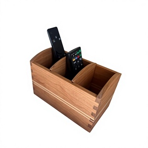 Handmade Modern Wooden <b>Remote</b> Control Organizer Stand with 5-Layer Storage Compartments for Desktop Use - Product Image 5