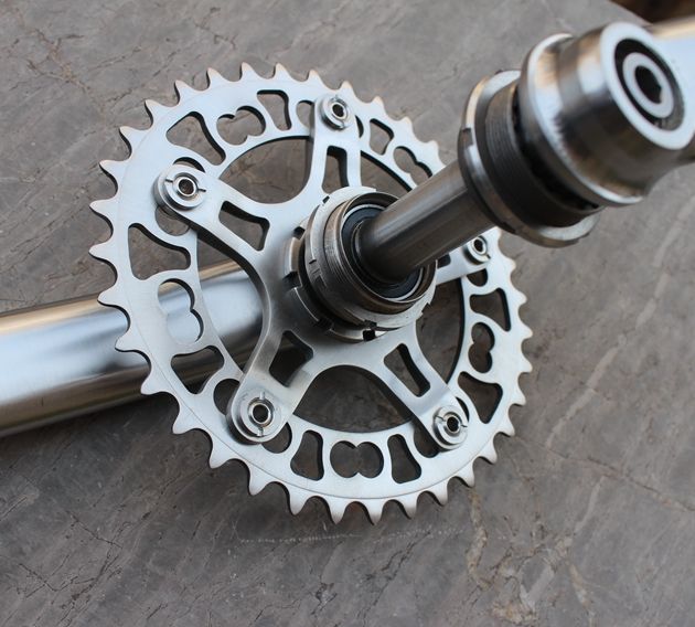 Titanium Mountain Bike Crankset with Oval Chainring