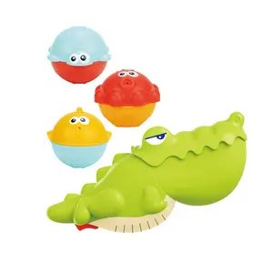 Toddler swimming bath toy crocodile set baby bathing toy animal floating turtle fish and octopus for bathtub water play activity