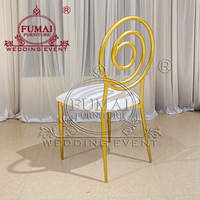 Chaises de décoration de mariage uniques, chaises robustes à structure en métal et finition dorée pour banquets et événements