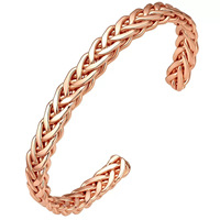Bracelet magnétique unisexe en cuivre pur à 99,95 %, ajustable, design vintage, torsadé et rayé, vente en gros d'usine