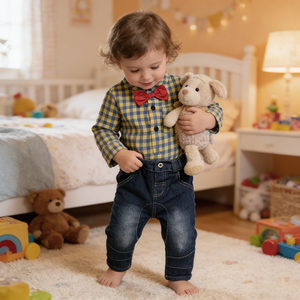 İlkbahar Sonbahar Yenidoğan Erkek Bebek Kıyafetleri İngiliz Tarzı Ekose Takımlar Parti Elbisesi Yeni Doğan Bebek Giyim Setleri Papyonlu - Product Image 3