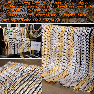 Xs Hop Jewelry สร้อยคิวบาลิงค์แบบกำหนดเอง ขนาด 14 มม. ทองคำแท้ 14k สีเหลือง ประดับเพชร CVD VS เทียม - Product Image 4