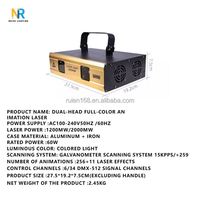 Lampu Laser Animasi RGBW Dual-Head 2000mw untuk Pesta