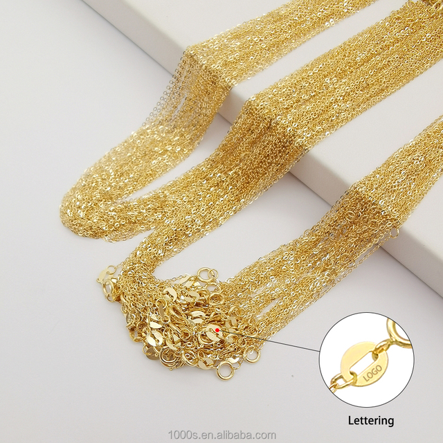 Hot Selling Classic Adjustable 1mm 9K 14K 18K Real Pure Solid Gold Customized Thin O Chain Necklace Jewelry Wholesale