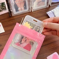 Sacs refermables personnalisés en Mylar, Sachets en plastique holographiques, Pochettes en plastique rose et transparentes, Sacs refermables holographiques, Pochettes à fermeture éclair