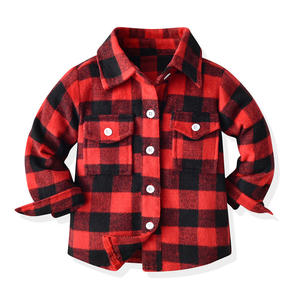 RTS Enfants Chemise à Carreaux Casual Automne Pull Chaud Bouton Manteau Unisexe À Manches Longues <span class=keywords><strong>Plaid</strong></span> Poche - Product Image 2
