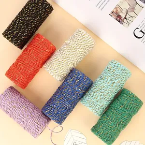 Corde en coton personnalisée avec fil métallique cordon macramé avec étincelle argent or - Product Image 3