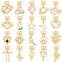 DIY Vente en gros avec diamant Breloques italiennes avec pendentif Or Fleurs Fruits et Animaux Série Bracelets à breloques italiens