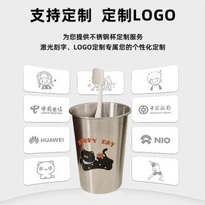 Tasse à laver en acier inoxydable avec poignée, design de dessin animé, personnalisable pour couple, usage domestique - Product Image 4