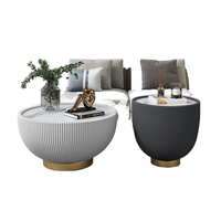 Table basse ronde moderne avec dessus en pierre frittée Base contemporaine en acier inoxydable au design nouveau pour les meubles de café à domicile