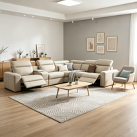 Canapé inclinable électrique en cuir de luxe pour ensemble de canapés, canapé sectionnel minimaliste en forme de L, mobilier de salon moderne et luxueux