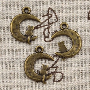 Quyến rũ mặt trăng mèo 24x18mm Tây Tạng Màu bạc mặt dây chuyền đồ trang sức cổ làm DIY handmade Craft - Product Image 5