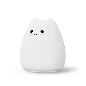 Linda lâmpada de mesa infantil de gato, mudança de 7 cores usb macio, luz noturna de gato, bebê, criança, quarto, dormir