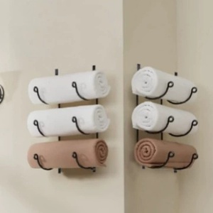 बहुक्रियाशील लाल वाइन बाथरूम तौलिया धारक दीवार माउंट लोहे के क्रॉस-बॉर्डर रैक रसोई धातु के लिए लोकप्रिय मल्टीलेयर डिजाइन - Product Image 3