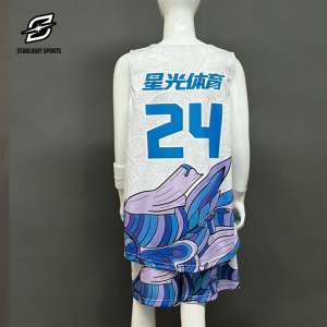 Maillots de <span class=keywords><strong>basket</strong></span>-ball pour hommes en gros personnalisés, ajustement de haute qualité, impression numérique NBAcing, 100% polyester, sans manches, séchage rapide - Product Image 4