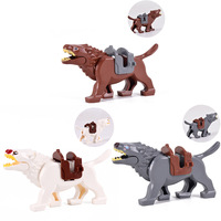 Bloques de Construcción con Temática de WoW, Lobo Gris con Silla de Montar, Juguete para Armar, Adorno Educativo, Regalo para Niños