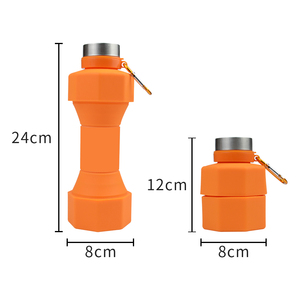 Bouteille d'eau pliable réutilisable en silicone en forme d'haltère de 650 ml, minimaliste, à boire directement, avec couvercle, pour le camping, les voyages et le cyclisme - Product Image 4
