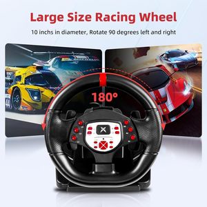 Volante y Pedales de Juego 7 en 1, 180 °   Volante de Carreras <span class=keywords><strong>para</strong></span> PC con Palancas de Cambio <span class=keywords><strong>para</strong></span> PS3, Playstation <span class=keywords><strong>3</strong></span>, Switch, PS4 - Product Image 2
