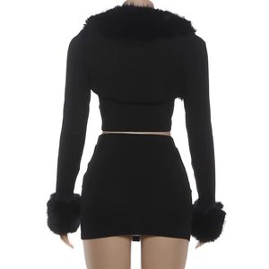 PEEQI K25S85367 Nuovi Arrivi Completo <span class=keywords><strong>Donna</strong></span> Due Pezzi con Gonna Corta e Top con Inserti in Pelliccia <span class=keywords><strong>Sexy</strong></span> per Club <span class=keywords><strong>Abbigliamento</strong></span> Femminile 2026 - Product Image 6