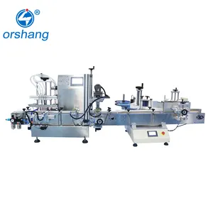 Mesin pembuat tutup botol pengisi dan label permukaan meja Orshang pengisi cairan otomatis, mesin pelabelan