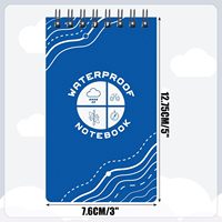 Bloc de Notas Impermeable de 5 x 3 Pulgadas con Espiral Superior, para Todo Tipo de Clima, con 50 Hojas, Bloc de Bolsillo para Regalo, para Oficina, Escuela, Aire Libre