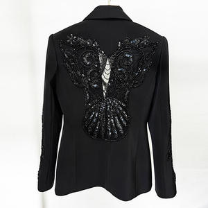 Elegant Casual Evening Party Women's Solid Woven <strong>Sequined</strong> Button Black Blazer <strong>Set</strong> Sexy Sheer Wide Leg Pants <strong>Two</strong> <strong>Piece</strong> Suit <strong>Set</strong> - Product Image 3