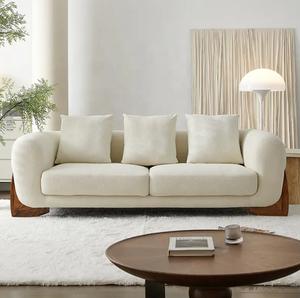 Set di divani in tessuto bianco minimalista italiano per arredi per la casa confortevoli - Product Image 3