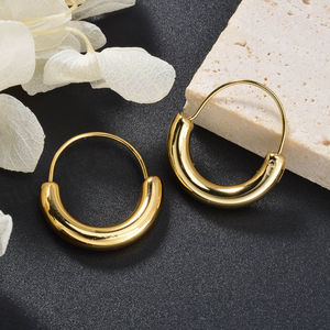 ต่างหูห่วงทรงเรขาคณิตทันสมัย ชุบทอง 18k สแตนเลสกันน้ำ ดีไซน์ใหม่ล่าสุด สำหรับทุกเพศ - Product Image 5