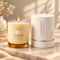Bougie parfumée en cire de soja blanche de luxe avec logo personnalisé, dans un bocal en verre, pour la décoration de la maison, avec boîte cadeau