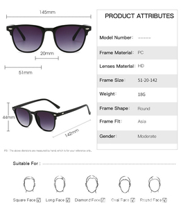 Gafas de Sol Clásicas para Exteriores, HD, Polarizadas, UV400, Lentes Degradadas, Material de PC, Montura Tortuga/Negra/Transparente, Unisex, Vintage, con Remaches - Product Image 5