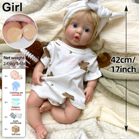 Poupées reborn en silicone aux cheveux blonds, 17 pouces, bébé fille avec bouche ouverte, collection d'artistes, jouets pour poupées