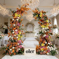 Nieuw design kunstzijde bruidsboog wit oranje bloemenarrangement achtergrond lente duurzaam milieuvriendelijk verstelbaar