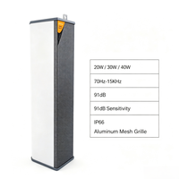 Haut-parleur colonne en aluminium étanche IP66 20W 30W 40W, montage mural, pour diffusion intérieure et extérieure, idéal pour mosquées et centres commerciaux