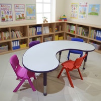 Ensemble Table et 4 Chaises pour Maternelle, Hauteur Réglable, Bureau d'Étude pour Enfants, Mobilier pour Crèche et École Maternelle