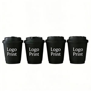 Gobelets à café jetables en papier kraft à double paroi, recyclables, avec couvercles, logo personnalisé imprimé, gobelets à emporter pour boissons chaudes 8oz/14oz/16oz - Product Image 1