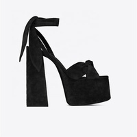 Sandales à plateforme à talons hauts de luxe pour femmes Chunky Bowknot Design avec sangles croisées Chaussures d'été à lacets avec semelle intérieure en caoutchouc