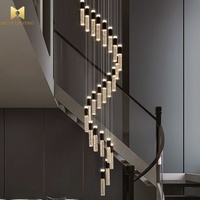 Lustre d'escalier en colimaçon en cristal de luxe moderne suspension minimaliste pour Loft Appartement Villa Salon Duplex Long