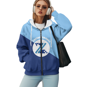 Sudadera con capucha de talla grande con logotipo personalizado estampado para mujer, Jersey suave transpirable recortado, ropa de calle, sudadera holgada con capucha y cremallera para chica <span class=keywords><strong>4XL</strong></span> - Product Image 2