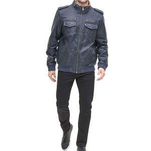 Chaqueta de cuero de talla grande de alta calidad, chaqueta de cuero para uso en exteriores, chaqueta de cuero para hombre con cuello levantado - Product Image 2