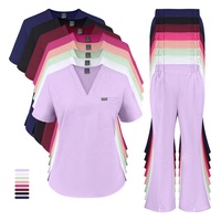 Conjuntos de Uniformes Médicos Elásticos para Mujer, Uniformes de Enfermería, Trajes de Enfermera, Uniformes de Hospital, Conjuntos de Pantalones Anchos