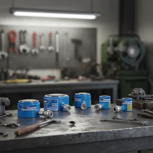 Cilindros Hidráulicos de Acción Simple Ttake, Línea Compacta, Cuerpo Azul con Accesorios Metálicos para Uso Industrial - Product Image 3