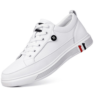 รองเท้าผ้าใบสีขาวผู้ชายลำลองระบายอากาศได้ดี รองเท้าหนังผูกเชือกด้านหน้า สีพื้น รองเท้าออกกำลังกายเพื่อการพักผ่อน เวินโจว เจ้อเจียง - Product Image 5