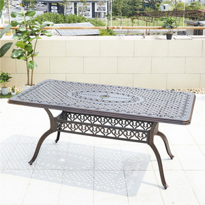 <span class=keywords><strong>Table</strong></span> d'extérieur <span class=keywords><strong>rectangulaire</strong></span> en aluminium moulé sous pression, <span class=keywords><strong>balcon</strong></span> blanc/bronze, arrière-cour d'hôtel avec <span class=keywords><strong>table</strong></span> à manger en aluminium moulé - Product Image 2