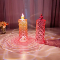 Bougie LED sans flamme en plastique en forme de rose avec halo de réfraction pour la maison, la Saint-Valentin, les anniversaires, les fêtes et les jours fériés