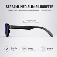 Lunettes Intelligentes IA avec Caméra 1080P, Traduction en Temps Réel, Assistant Vocal, Musique, Appels, IP67, 38g, Cadre Ultra-Fin 12mm