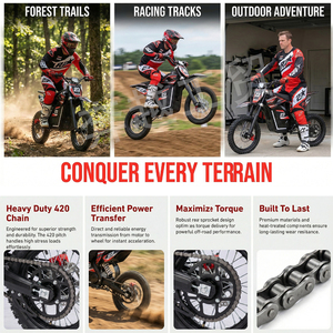 Moto tout-terrain EU haute vitesse 70 km/h, 60V 2500W, pour adolescents, avec batterie lithium 25Ah - Product Image 2